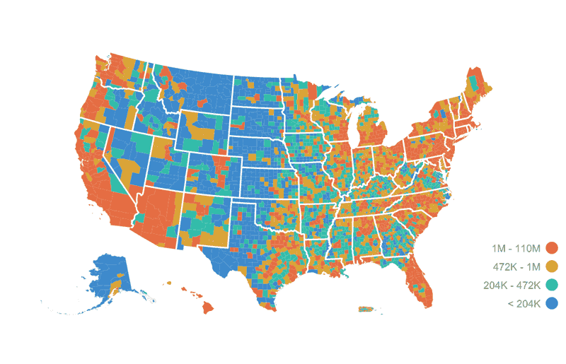 BNL US County Choropleth Map Visualization